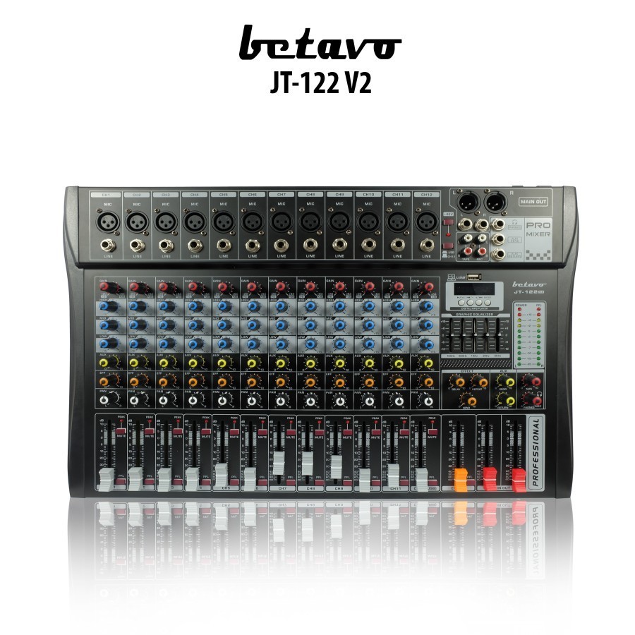 ORIGINAL BETAVO MIXER AUDIO JT 122 V2 PROFESIONAL AUDIO 12 CHANEL