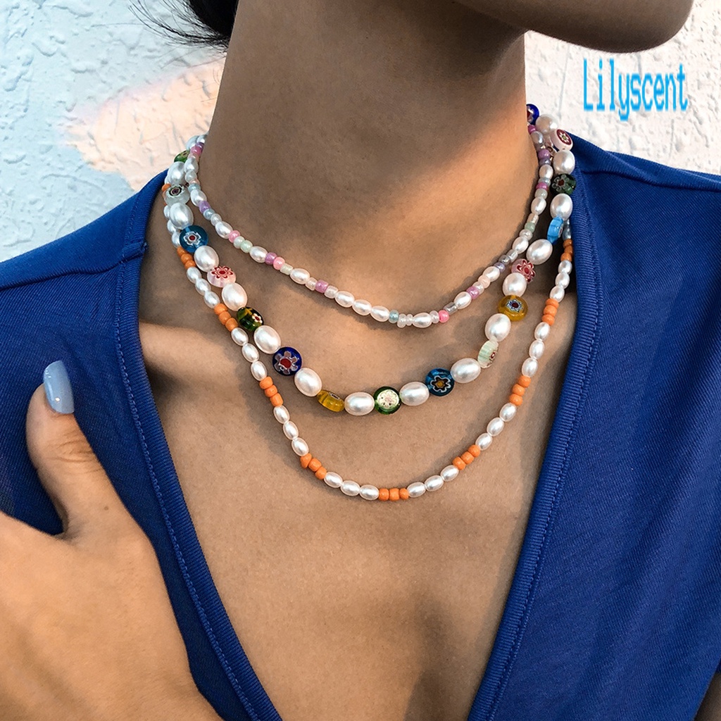 Kalung Rantai Multilayer Aksen Berlian Imitasi Untuk Wanita