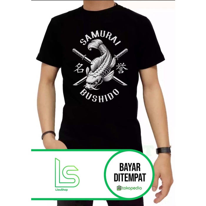 Kaos Pria SAMURAI FISH, T-shirt Distro Baju Distro Pria Keren - Hitam, M