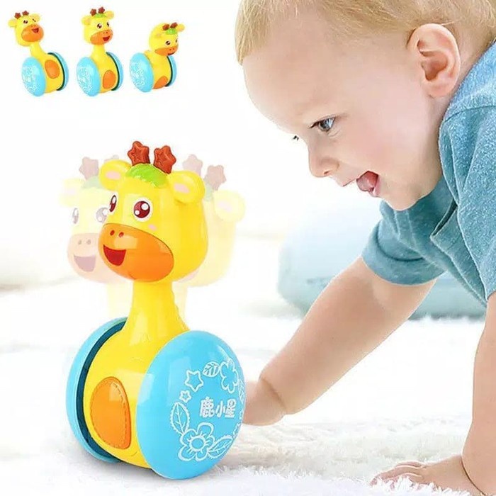 Mainan roda jerapah goyang bayi anak bunyi krincingan mainan anak bayi edukasi roda rattle