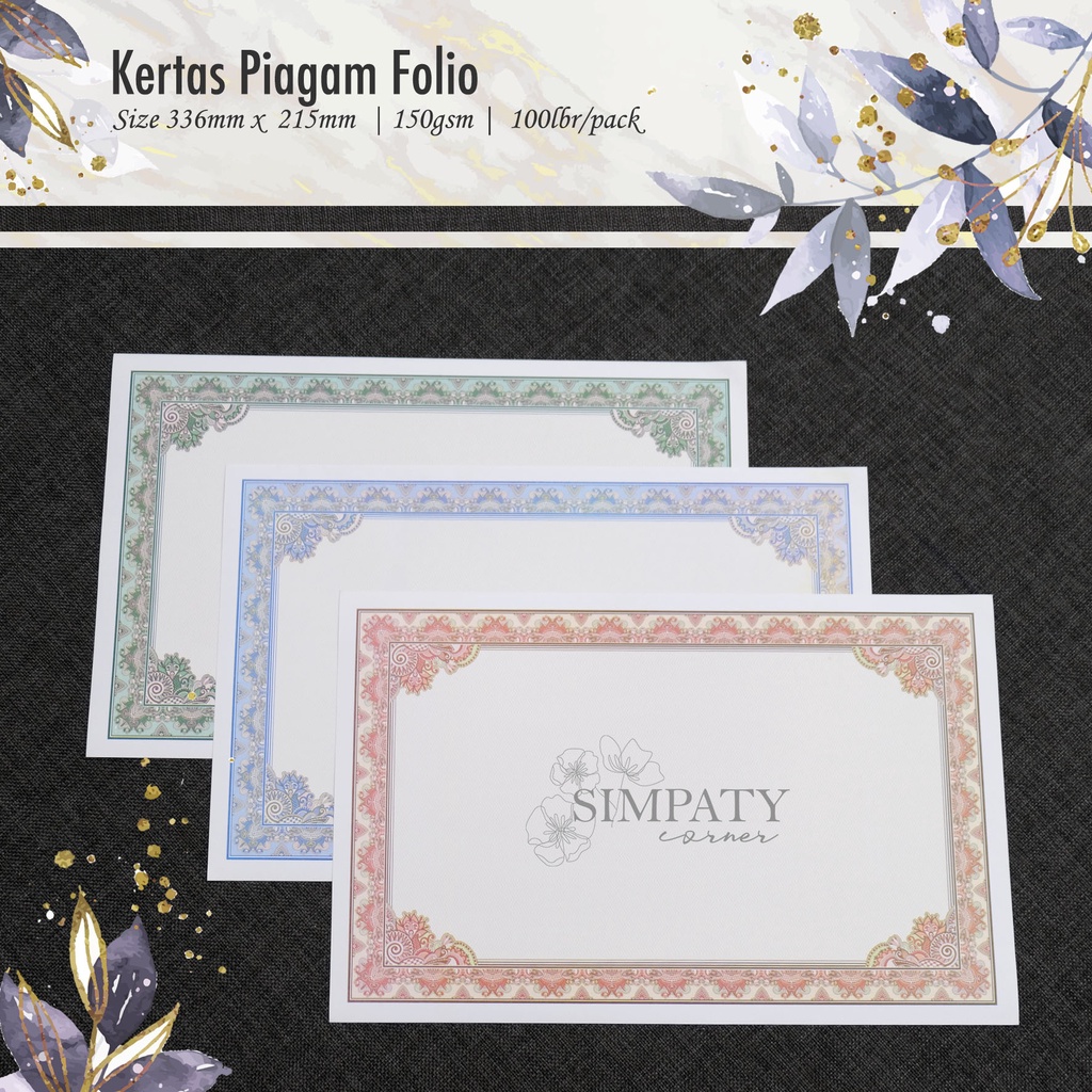 

Blanko / Kertas piagam sertifikat folio Simpaty high quality