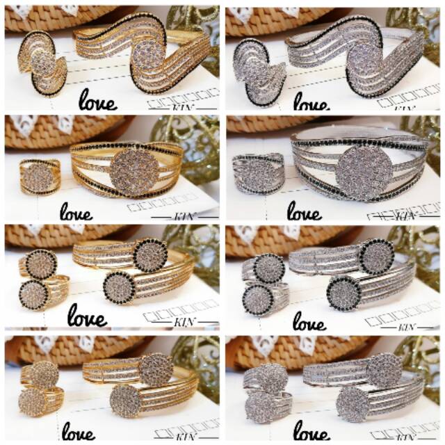 Set Gelang+Cincin Replika Berlian Mewah
