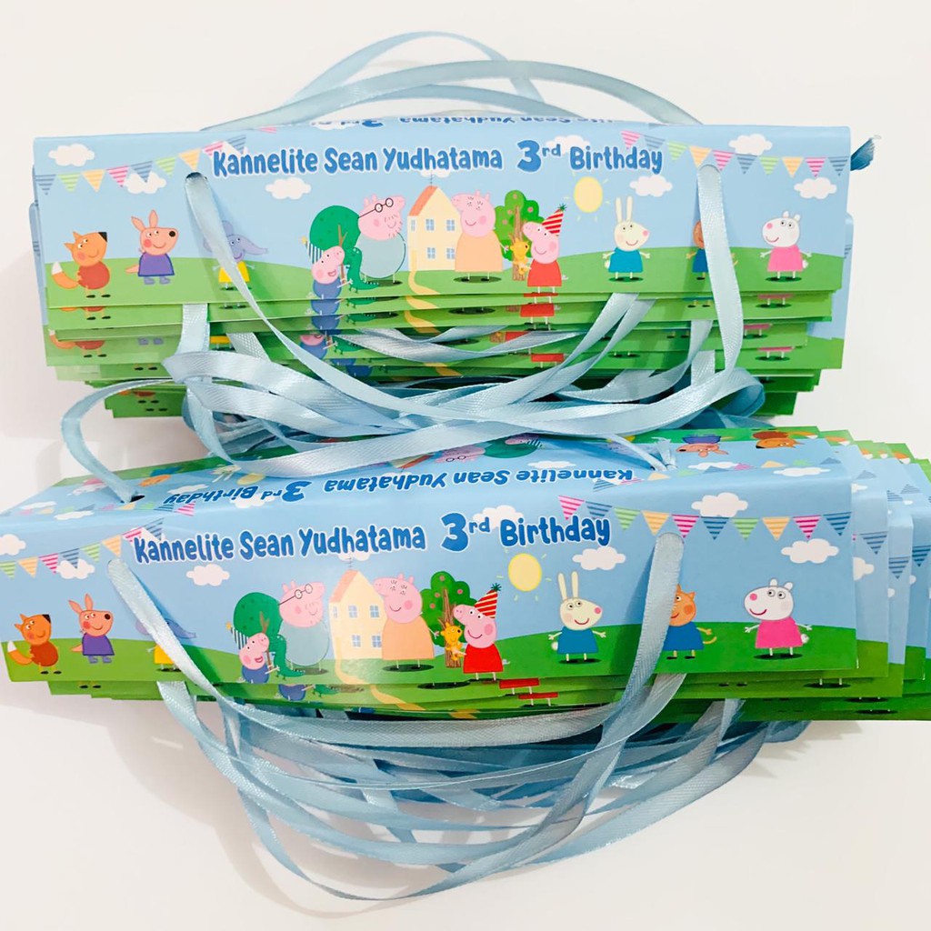 

Pepa Piggy Label Snack Plastik Goodie Bag Birthday / Kantong Snack Ulang Tahun