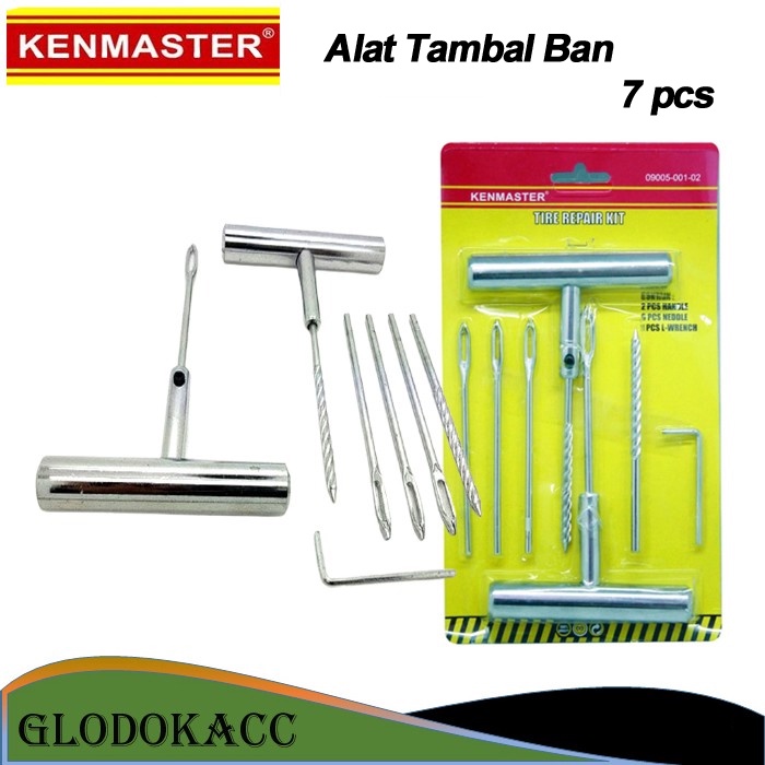 Alat Tambal Ban Tubles 7 pcs Kenmaster Tire Repair Set Gagang Besi