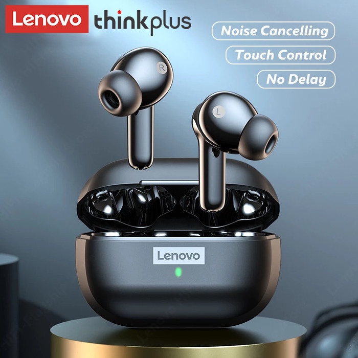 (ready stock) THINKPLUS LENOVO LP1S BLUETOOTH EARPHONE HEADSET TWS NOISE REDUCTION - Hitam