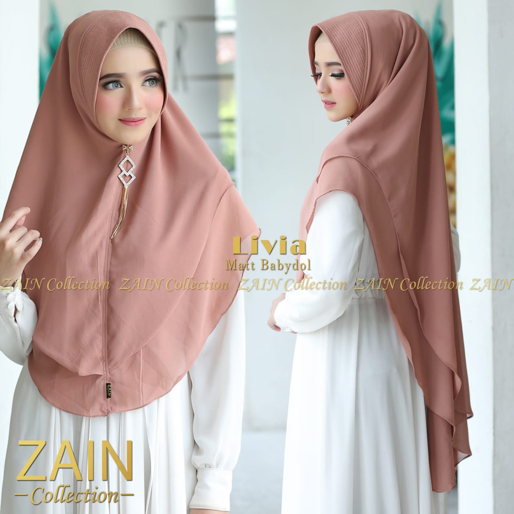 ZAIN COLLECTION Khimar Syar'I INSTAN Jilbab 2LAYER JUMBO||HIJAB LIVIA Polos-Coksu