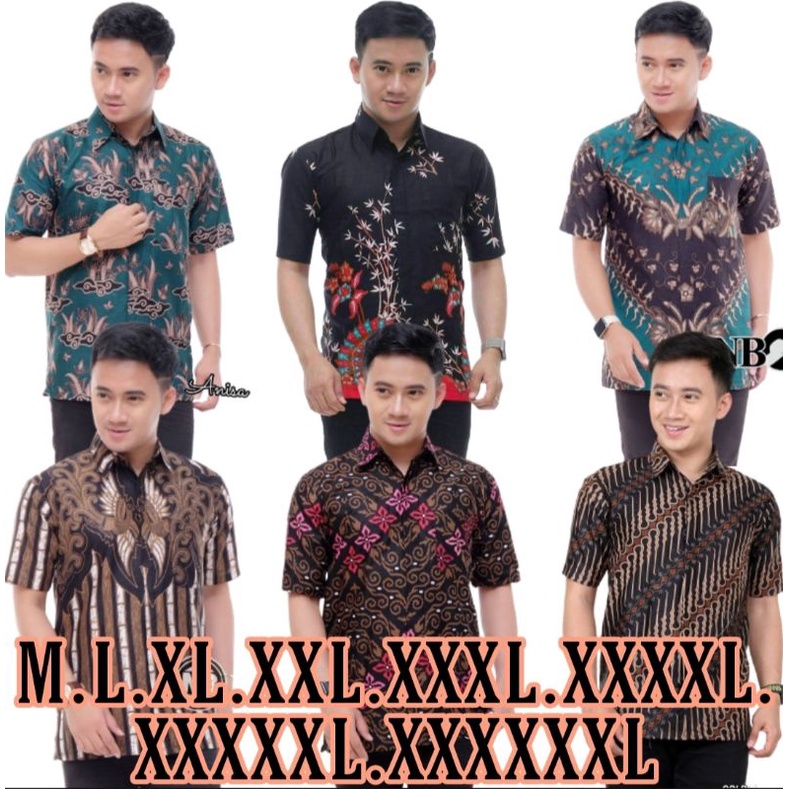 M, L, XL, XXL, XXXL, XXXXL, XXXXXL HEM KEMEJA BATIK PRIA LENGAN PENDEK TERVIRAL JUMBO BATIK ORIGINAL