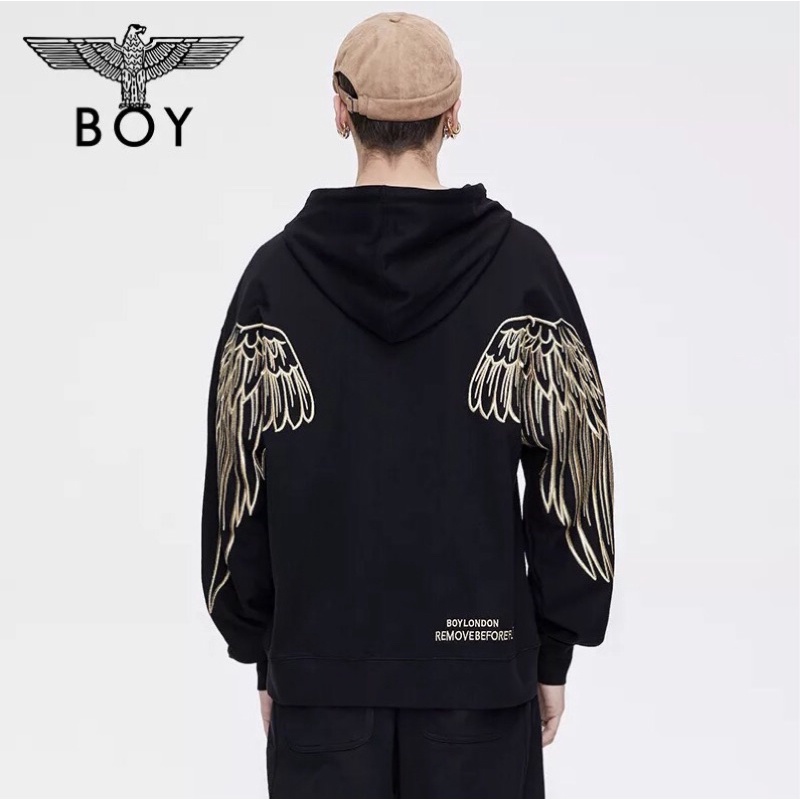 BOY25 SWEATER HOODIE BOY LONDON WINGS BORDIR GOLD IMPORT PRIA WANITA ASIA EROPA KOREA AMERIKA