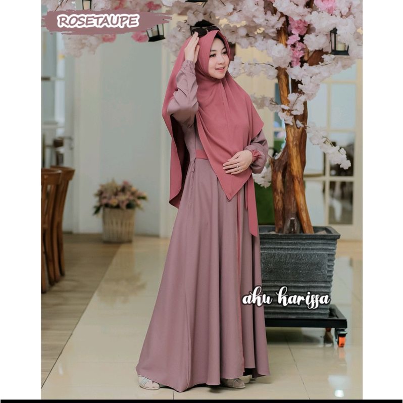 READY HANIZA SET SYAR'I AKU KARISSA//GAMIS BEST SELLER-Rosetaupe rosy