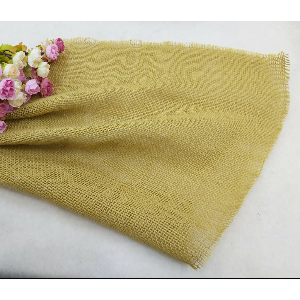 Kain Goni Kuning - Potongan - ☆Lebar 50cm☆ | Burlap Natural Yellow | Kain Kerajinan / Craft | Jute