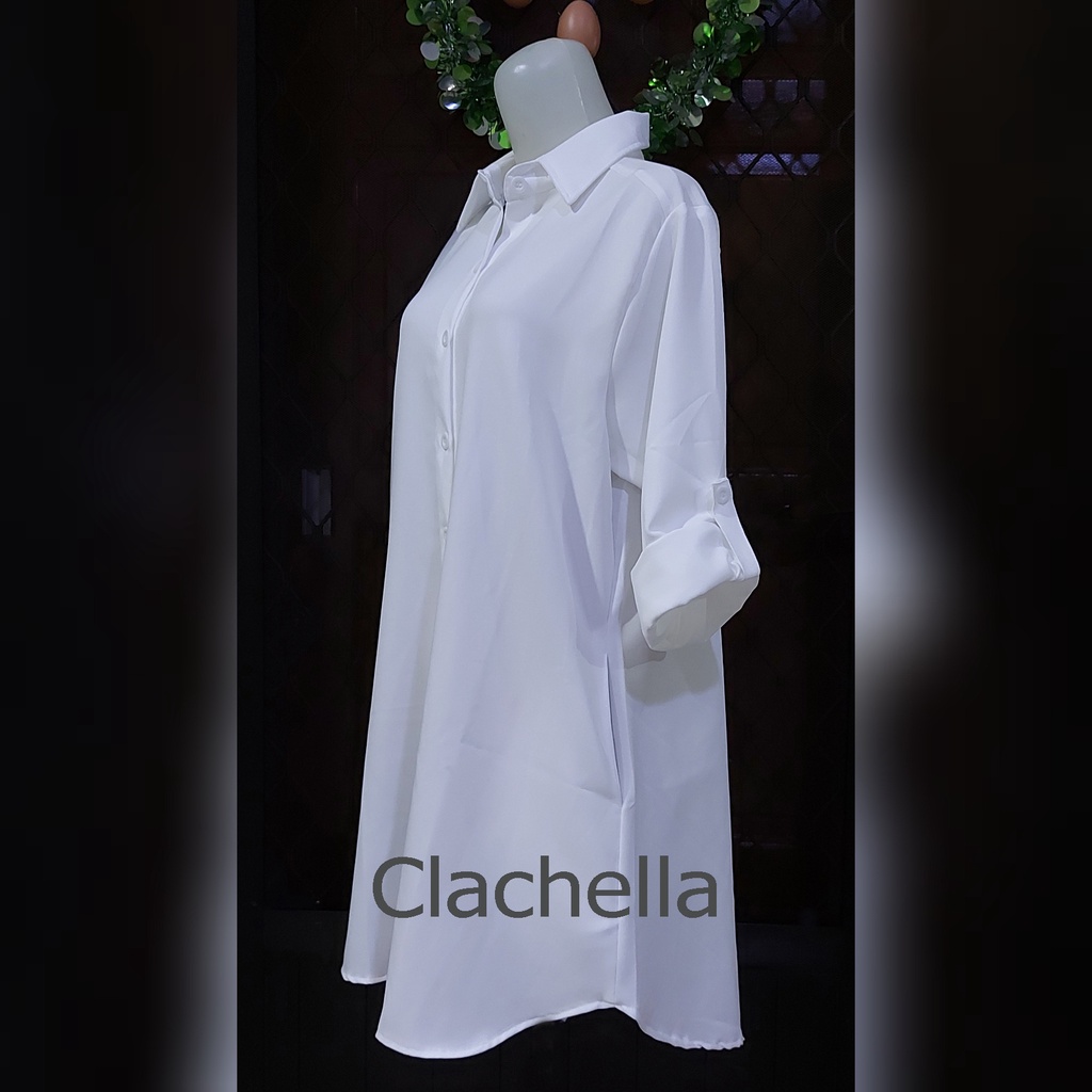 Clachella Baju Tunik Kemeja Polos, Baju Atasan Wanita T1B8021