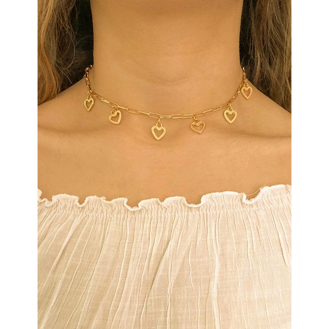 LRC Kalung Fashion Gold Color Alloy Love Necklace P82860