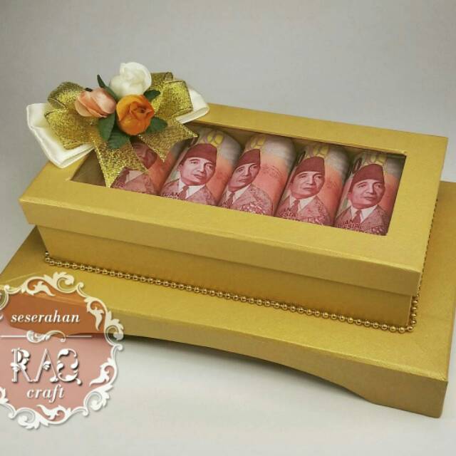 KOTAK SESERAHAN UANG / MAHAR UANG PERNIKAHAN / KOTAK SESERAHAN MAHAR UANG WARNA GOLD