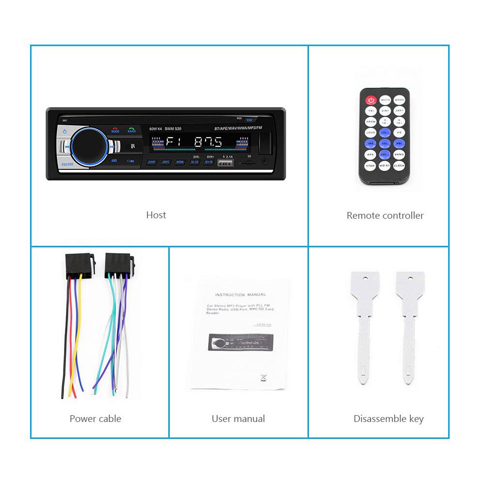 Tape Audio Mobil Bluetooth Car MP3 Player Taffware  - JSD-530 - Black