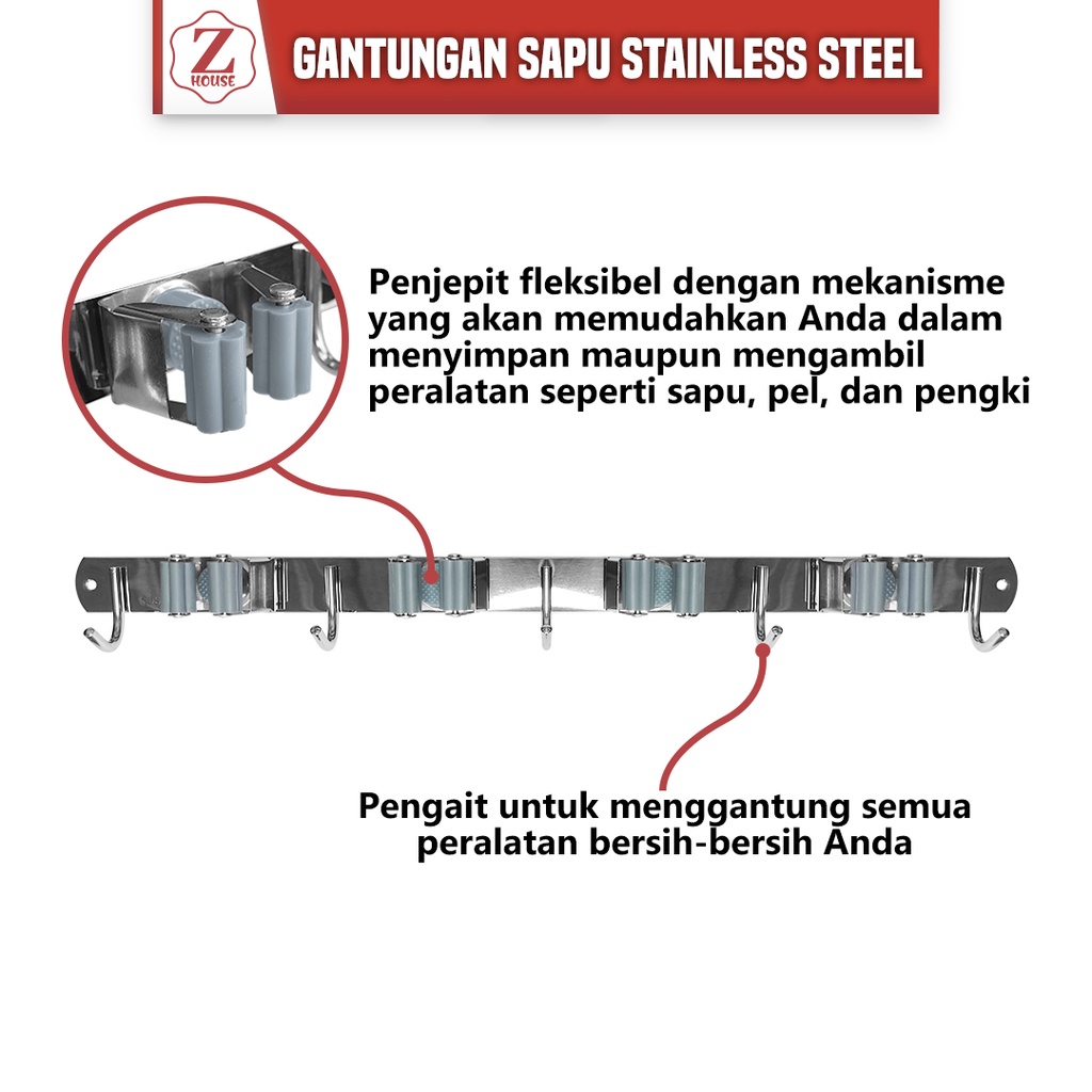 Gantungan Alat Pel Rak Gantung Stainless Steel Gantungan Serbaguna-Rak Sapu Gantungan-Rak Gantungan Stenlis Gantungan Alat Pel Rak Gantung Stainless Steel Gantungan Serbaguna-Rak Sapu Gantungan-Rak Gantungan Stenlis