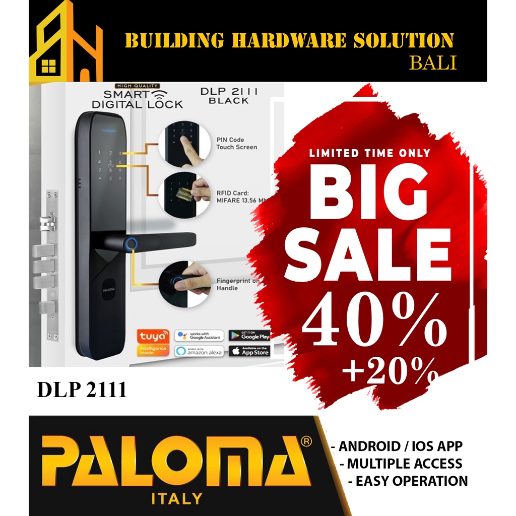 Paloma Digital Lock Smart Home Kunci Pintu Door Handle WiFi | DLP 2111