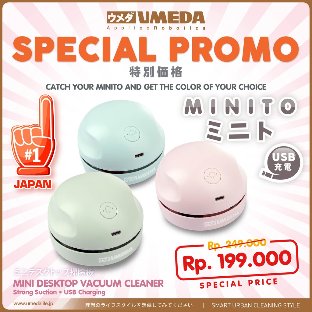 Umeda Minito USB Charging Mini Lightweight Vacuum Cleaner - Penghisap Debu Portabel