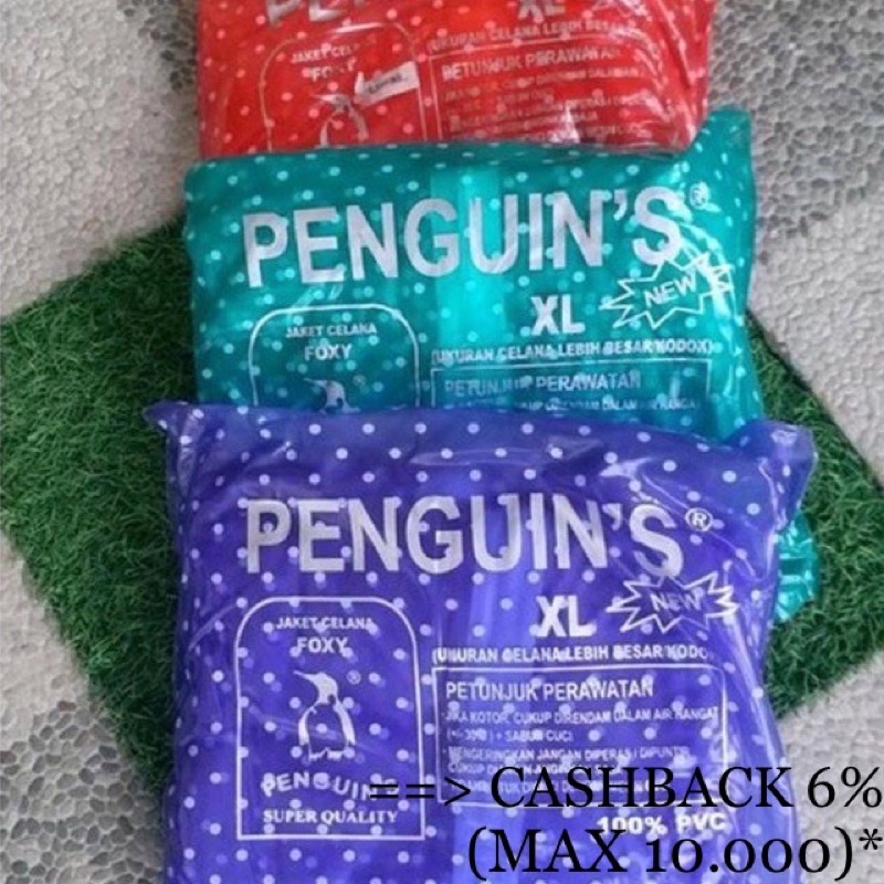 Jas Hujan PENGUIN Stelan FOXY / BEAUTY Polkadot Celana Jaket PENGUINS Setelan Tebal