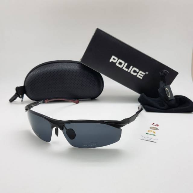 Kaca Mata Sport Pria Police Polarized Black
