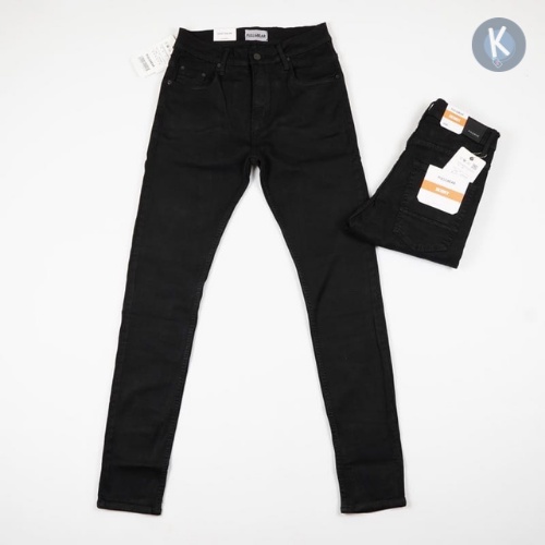 CELANA JEANS PRIA PULL&amp;BEAR FULL BLACK SKINNY PULLANDBEAR PULL &amp; BEAR PULL AND BEAR P&amp;B HITAM DENIM