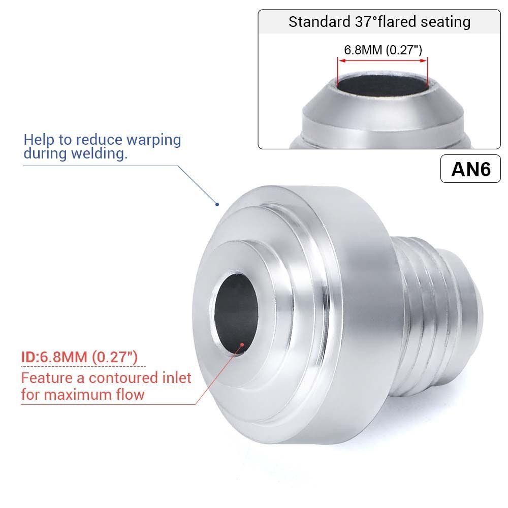 Lanfy Fitting Round Base Male Untuk Oil Cooler Aluminium AN 6fitting Selang