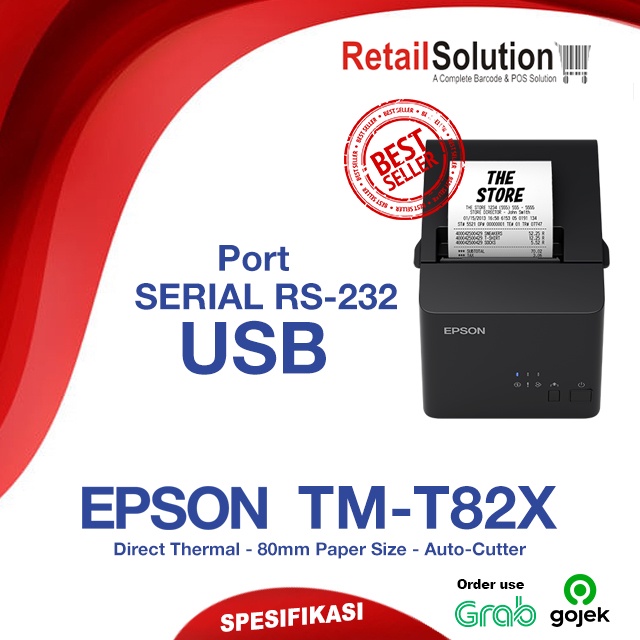 EPSON TMT82 X - Printer Kasir Thermal USB Serial RS-232 TMT82X TM-T82X