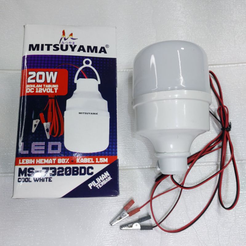 BOHLAM AKI BESAR Emergency 20 Watt LED Mitsuyama MS-7320 BDC Bohlam AKI LED DC 12 Volt Kabel Panjang 1.5