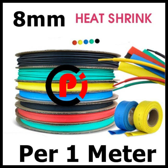 Heatshrink 8mm Selang Bakar 1Meter 1M Selongsong Ciut Kabel Warna