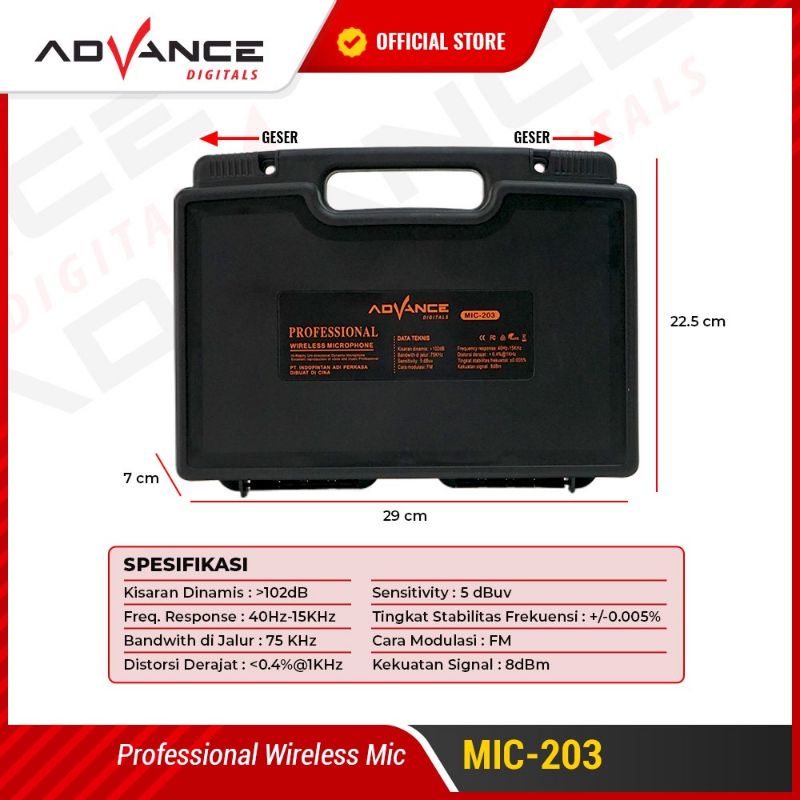 【Ready+Bisa dikirim hari ini】Advance Mic Wireless/Microphone/Mic double UHP Digital mikropon due 203