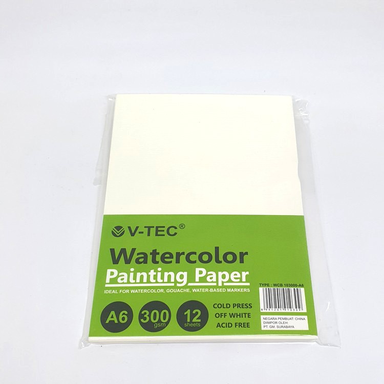 

Kertas Lukis Watercolor Painting Paper V-tec Vtec 300 gsm A6 12 sheets