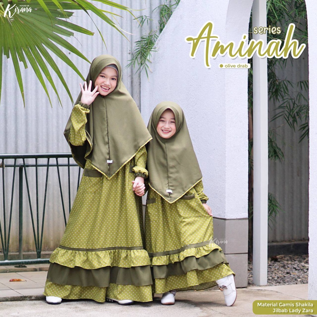 GAMIS ANAK AMIRAH & AMINAH SERIES BY HOUSE OF KIRANA GAMIS ANAK MOTIF POLKADOT GAMIS ANAK SYARI
