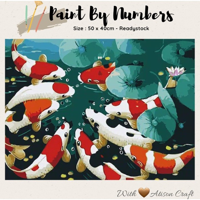 DIY Lukisan Paint By Number ( 50 cm x 40 cm ) - KOI POND Limited