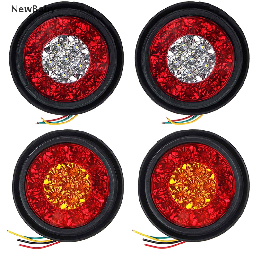 Lampu LED 16smd Bundar 4inch Warna Merah / Amber Untuk Sein / Rem Truk / Trailer