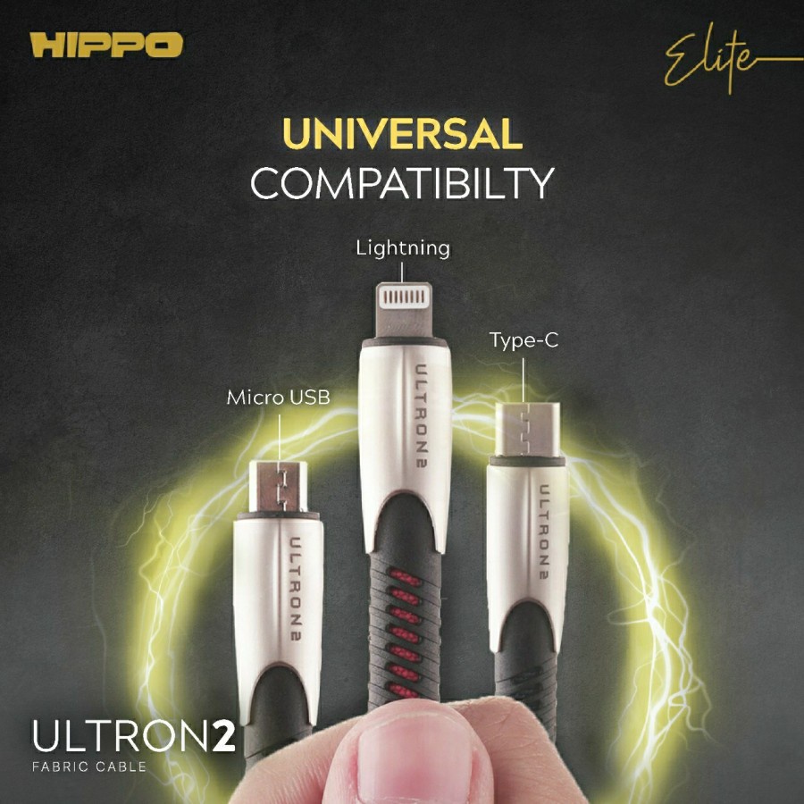 Kabel Data Hippo Ultron Micro USB 100 cm Original for Samsung XiaoMi Oppo Vivo Asus LG Fast Charging