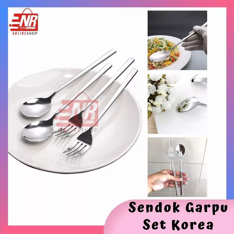 Sendok korean / sendok makan &amp; garpu satu pasang