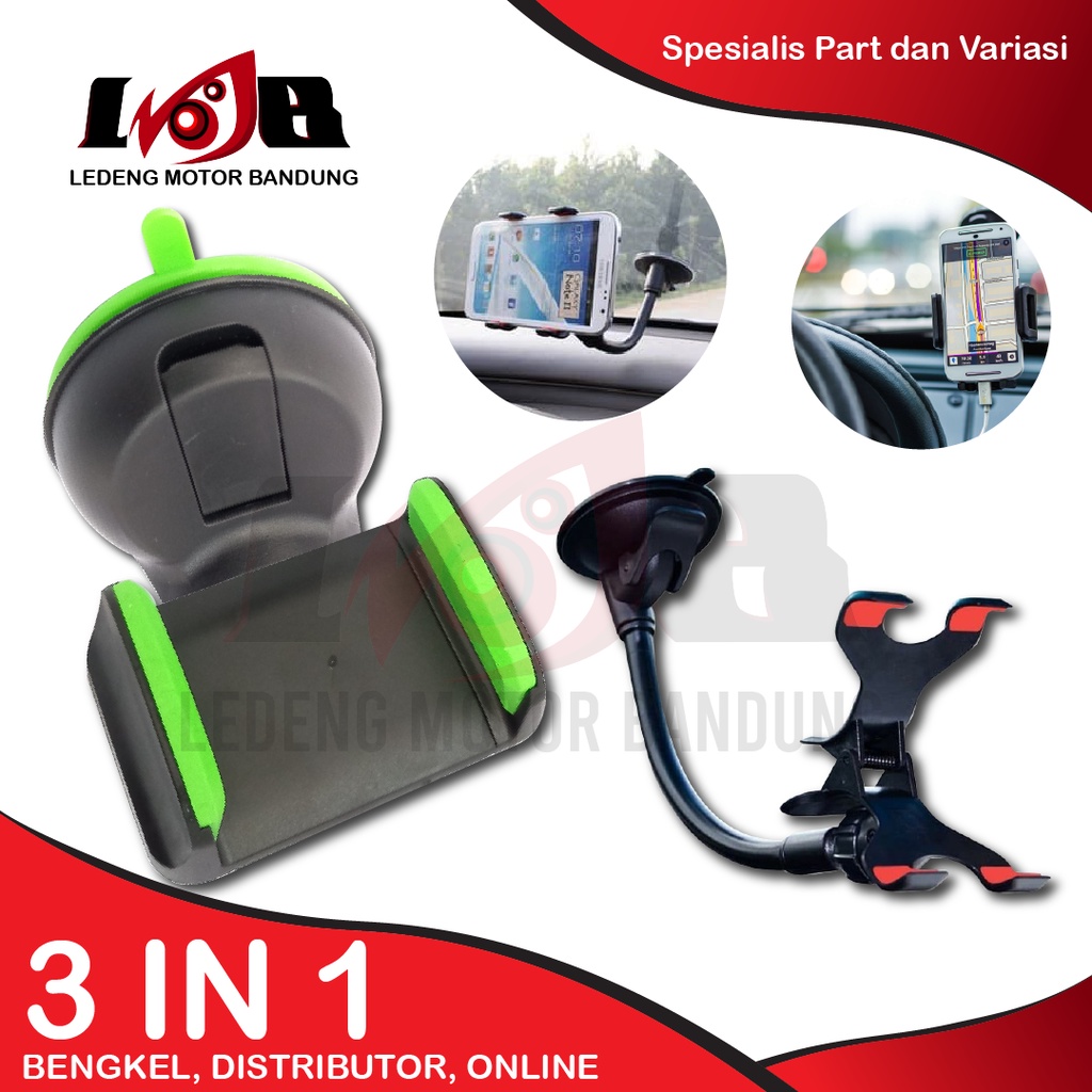 Holder HP Tempel Kaca Mobil Jepit Panjang Fleksibel Lazy Pod Phone Car