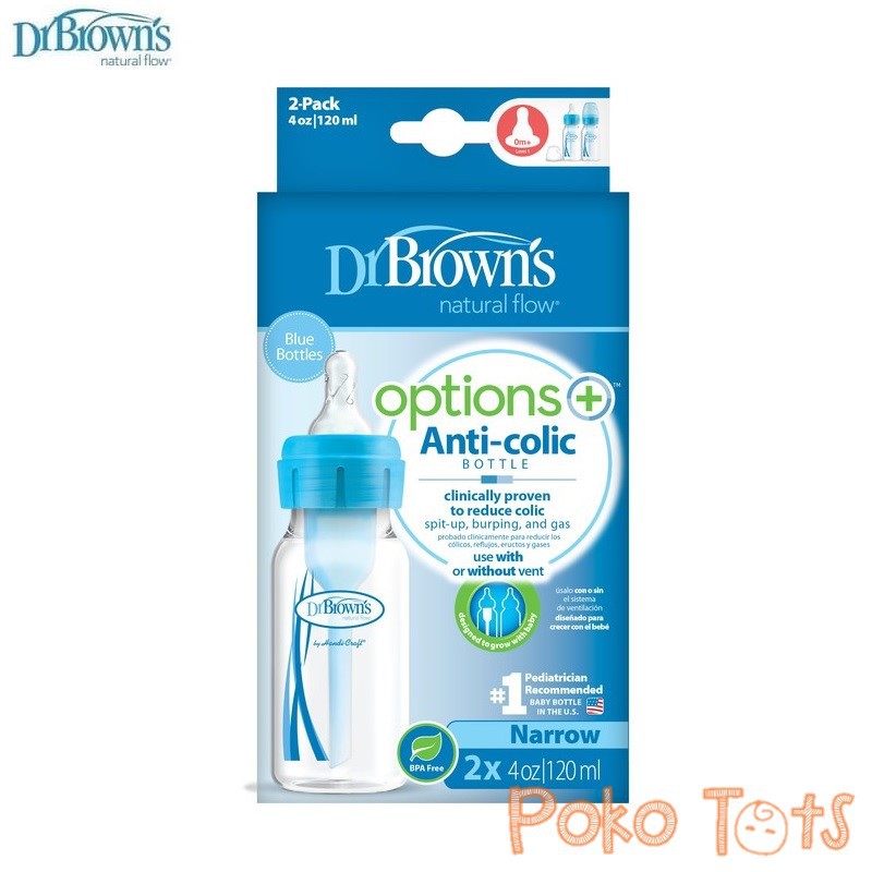 Dr. Brown's Narrow Options+ Bottle Blue 120ml isi 2 Botol Susu Standard Dr Browns Options Plus