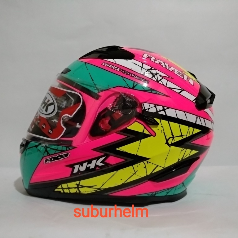HELM  NHK  RX9 SE   RAVEN  PINK FLOU TOSCA YELLOW   DOUBLE VISOR  FLAT VISOR  ORI  PRIA WANITA