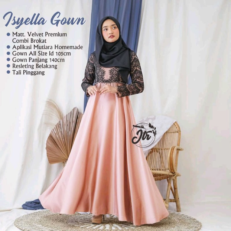 Stevia Dress | Outfit Kondangan | Gamis Brokat Moscrepe Premium | Maura Couple Sania|couple keluarga