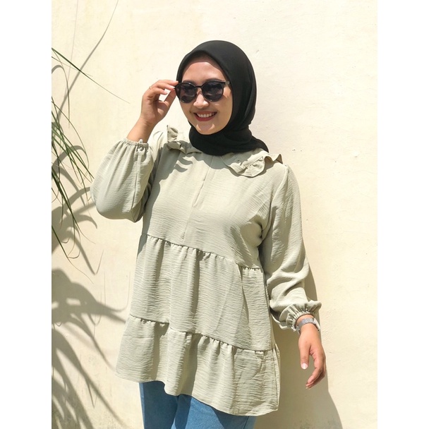 Quensa Tunik Crinkle Grisya Tunik Wanita Casual