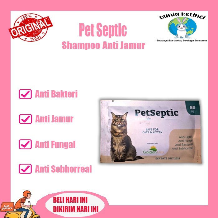 SHAMPOO KUCING PET SEPTIC 50 ml PREMIUM ANTI JAMUR SEPTIC