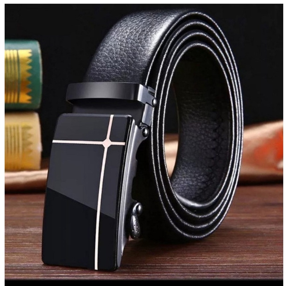 Terlaris - Gesper Pria Geser Anti Gores / Ikat Pinggang Kulit Sintesis / Sabuk Pria Terkini / Motif Head Random