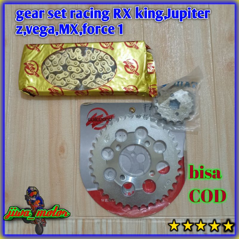 gear gir 1 set standar racing 428 motor RX king jupiter z vega r mx force 1 ukuran gear depan 12 13 