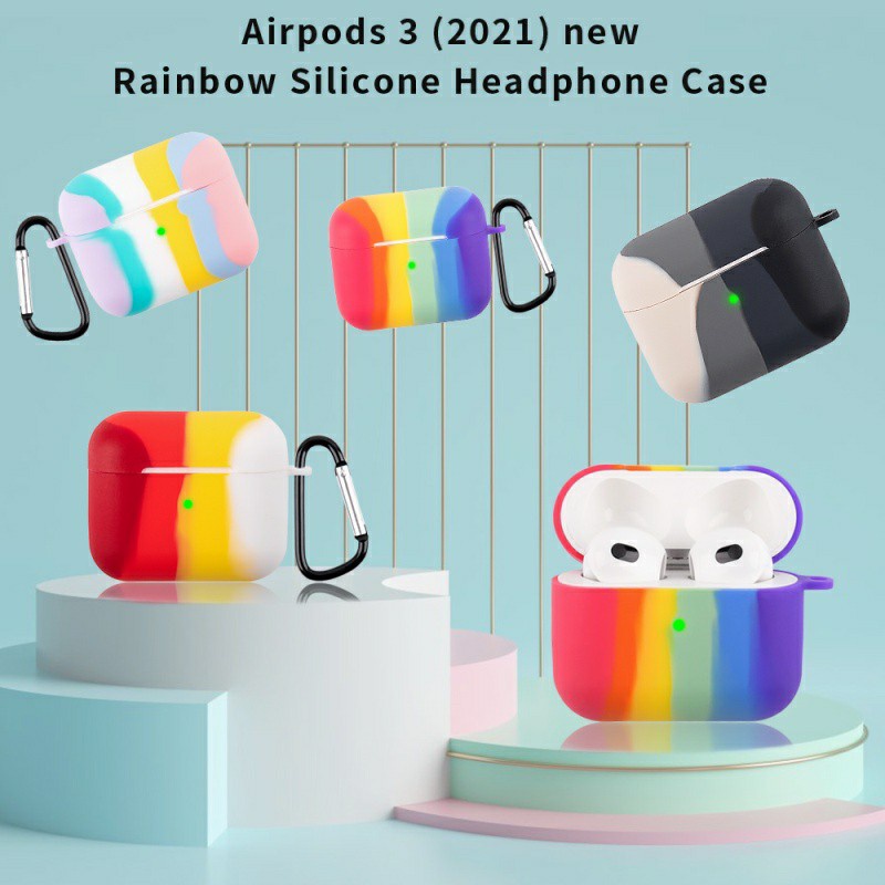 Casing Apple Airpods 3 Silicone Case - Airpods gen 3 Rainbow pelangi - 1