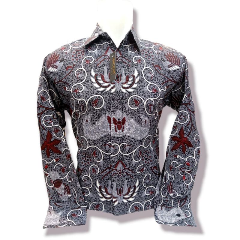 Fashion Atasan Baju Cowok Cowo Pria Kondangan Batik  Kantor Kerja Batik Tangan Panjang Lengan Panjan