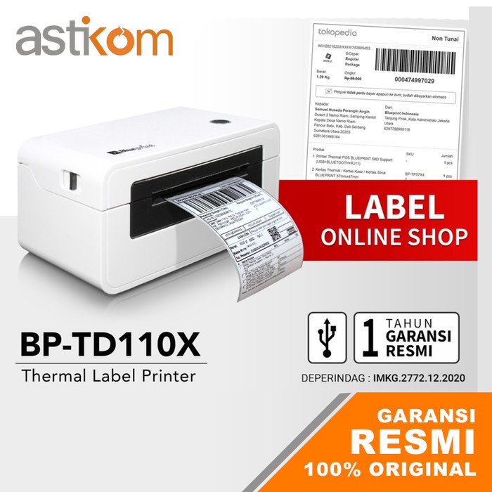 Printer Barcode Thermal Label Resi A6 BLUEPRINT TD110X USB