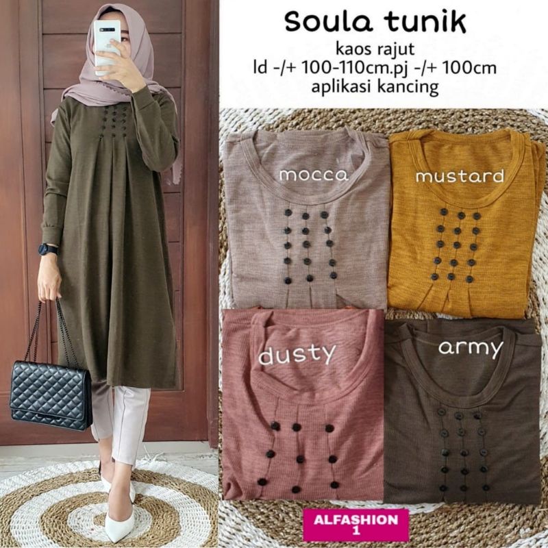 BEST SELLER RESTOK SOULA TUNIK Matt Kaos Rajut by Al Fashion