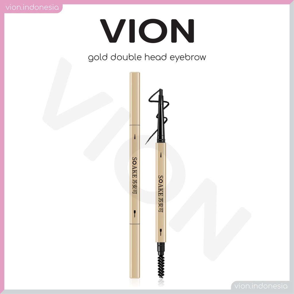 SOAKE Gold Double Head Eyebrow Long Lasting Waterproof Pensil Alis Emas Tahan Lama Original SK005