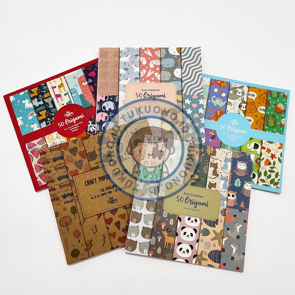 

INA Creative Kertas Lipat Motif 16x16 cm isi 50 Lembar | 10 Motif/Pattern | Kertas Origami Motif