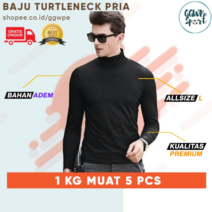  BAJU  KAOS PRIA TURTLENECK LEHER  TURTLE NECK LENGAN PANJANG  